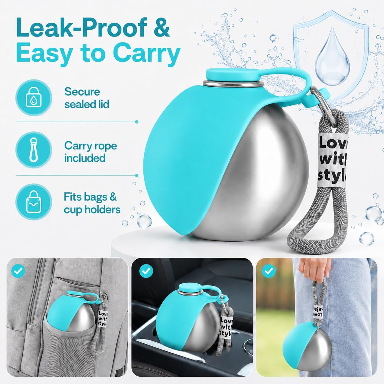 Ultimate Portable Dog Water Bottle - 10 Oz Stainless Steel Dispenser with Silicone Foldable Bowl for Hassle-Free Hydration on the Go!