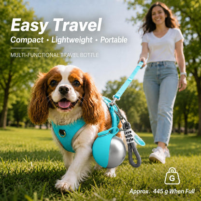 Ultimate Portable Dog Water Bottle - 10 Oz Stainless Steel Dispenser with Silicone Foldable Bowl for Hassle-Free Hydration on the Go!